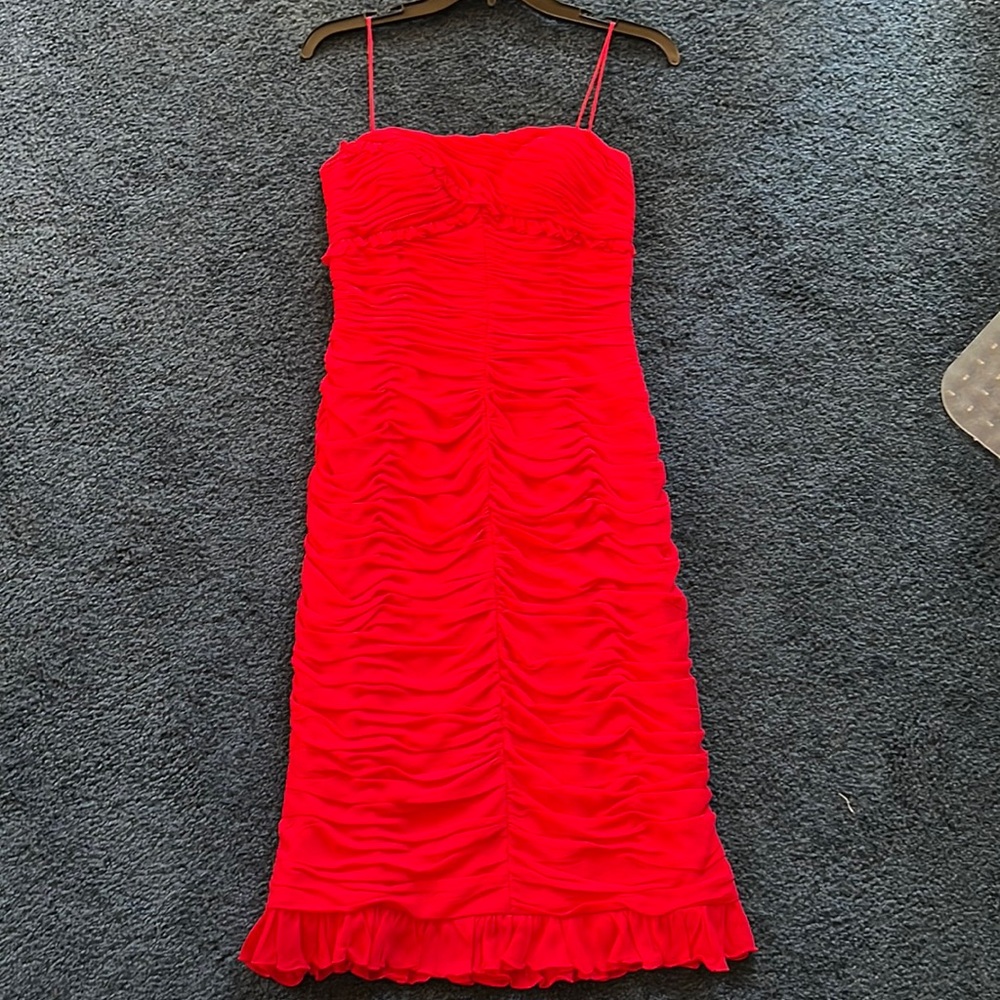 Red rouched cocktail dress